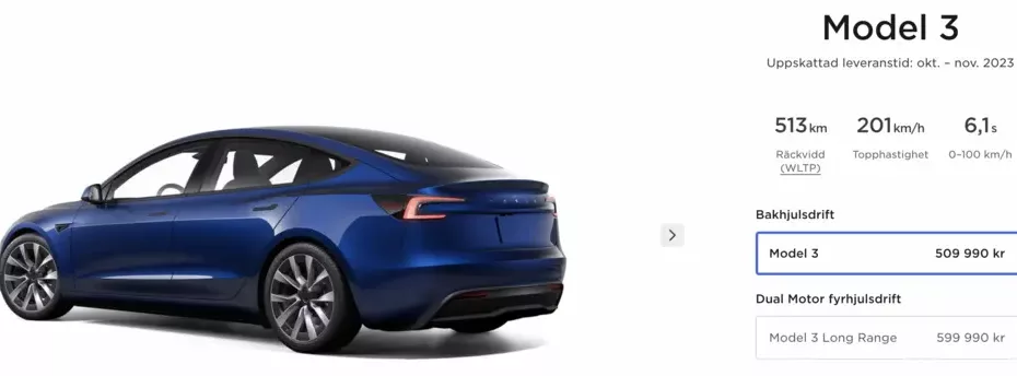 Tesla Model 3 0-100 km/h