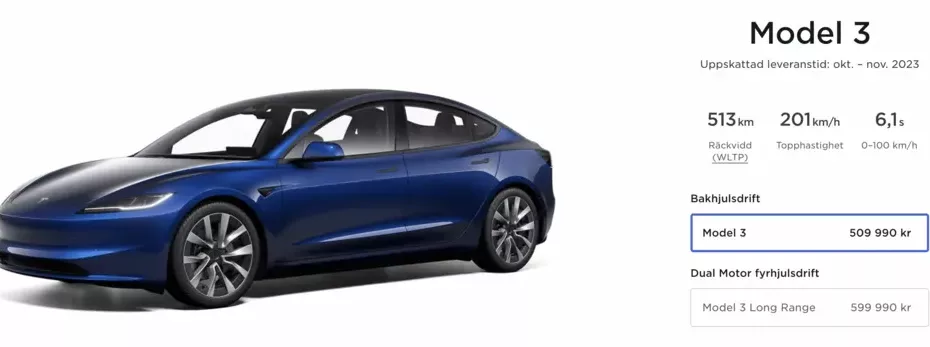 Tesla Model 3 topphastighet